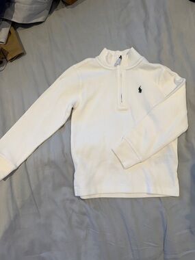 Polo by Ralph Lauren White Half-Zip Sweater with Green Logo